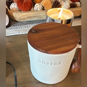 Hearth & Hand Cream Coffee Canister with Wooden Lid